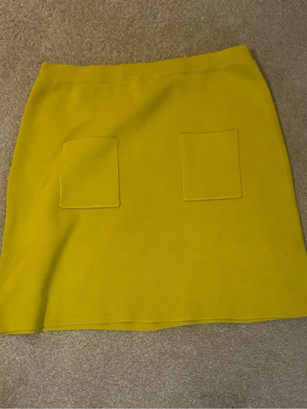 Bright Yellow Mini Skirt with Front Patch Pockets